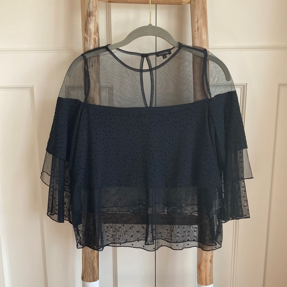 River Island Starry Mesh Crop: Size 6